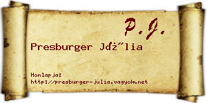 Presburger Júlia névjegykártya